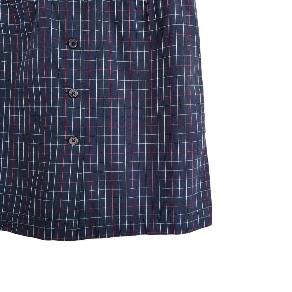 Vintage Liz Claiborne Navy Blue Red White Plaid High Waisted Button Down Skort
